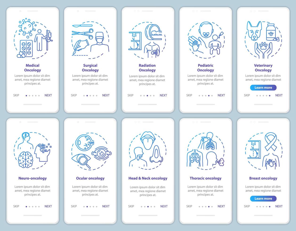 Oncology onboarding mobile app page screen vector