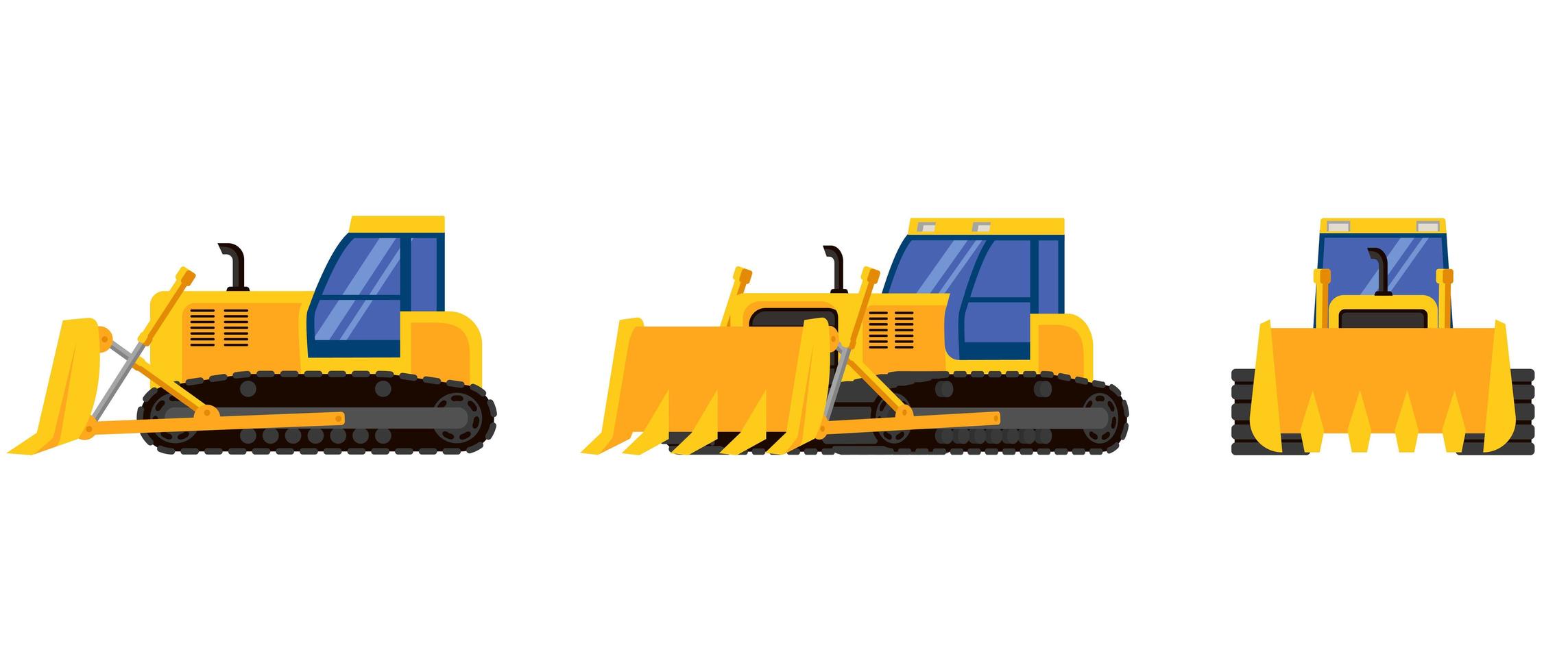 Bulldozer in different angles vector