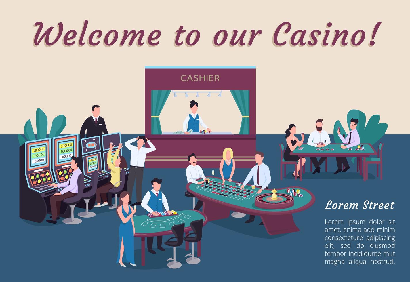 bienvenido a nuestro cartel de casino vector