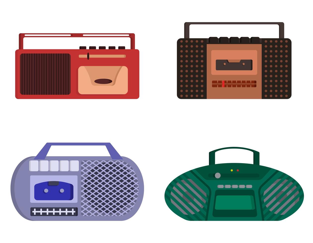 Set of retro tape recorders vector