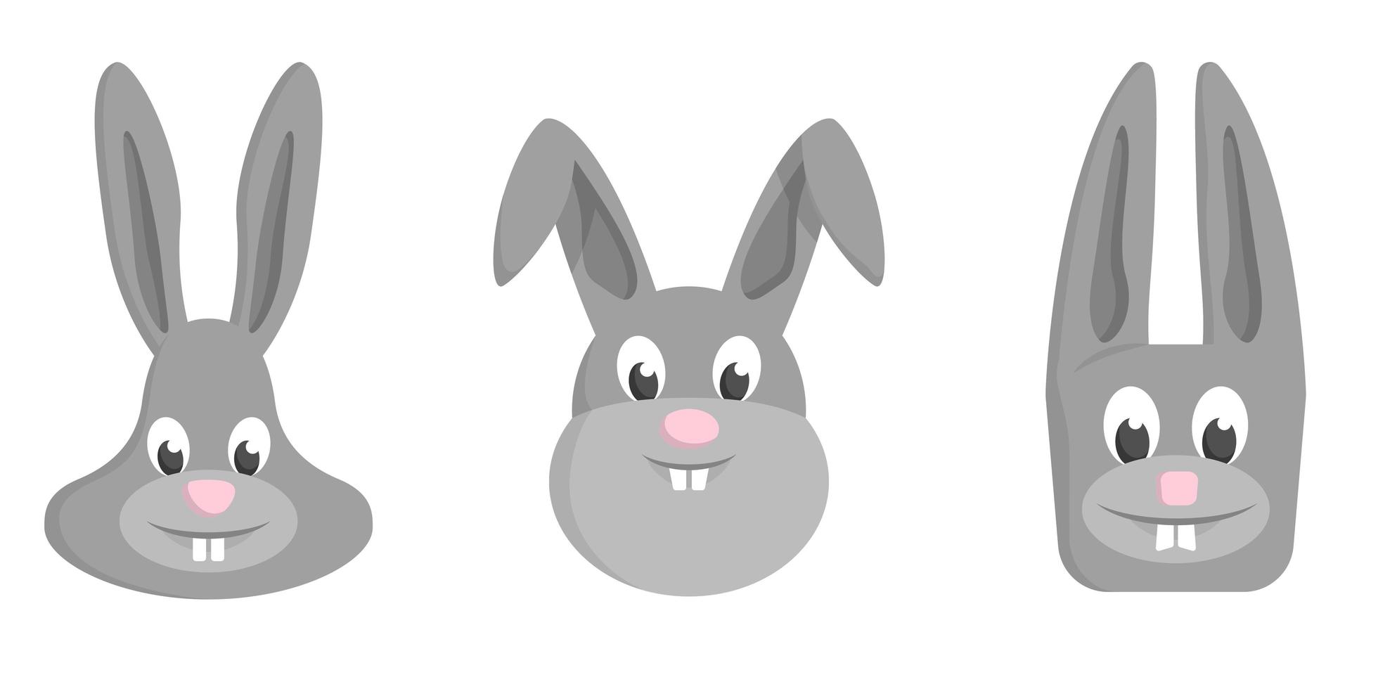 conjunto de cabezas de conejo de dibujos animados vector