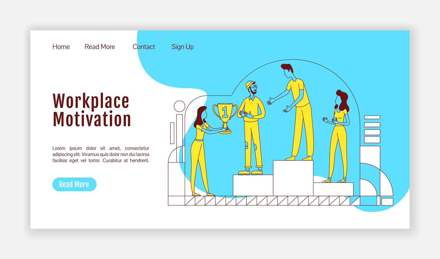 Workplace motivation landing page vector