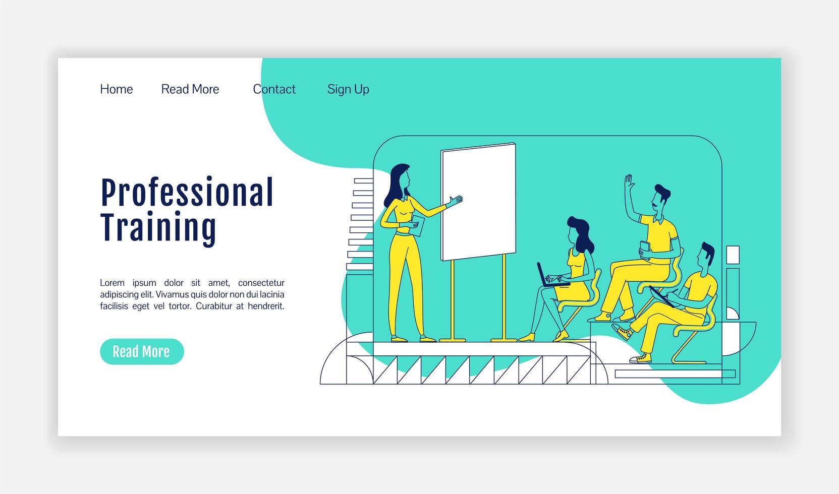 Professional training landing page vector