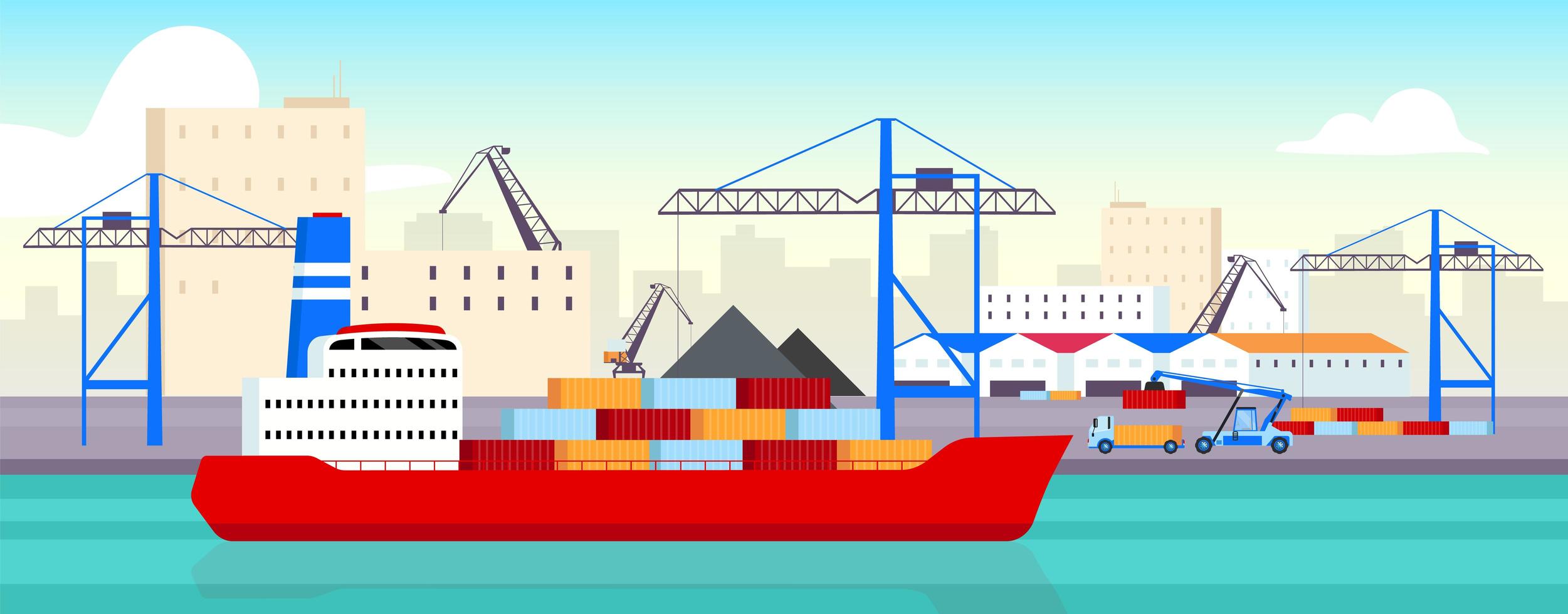 Sea port boat ramp vector