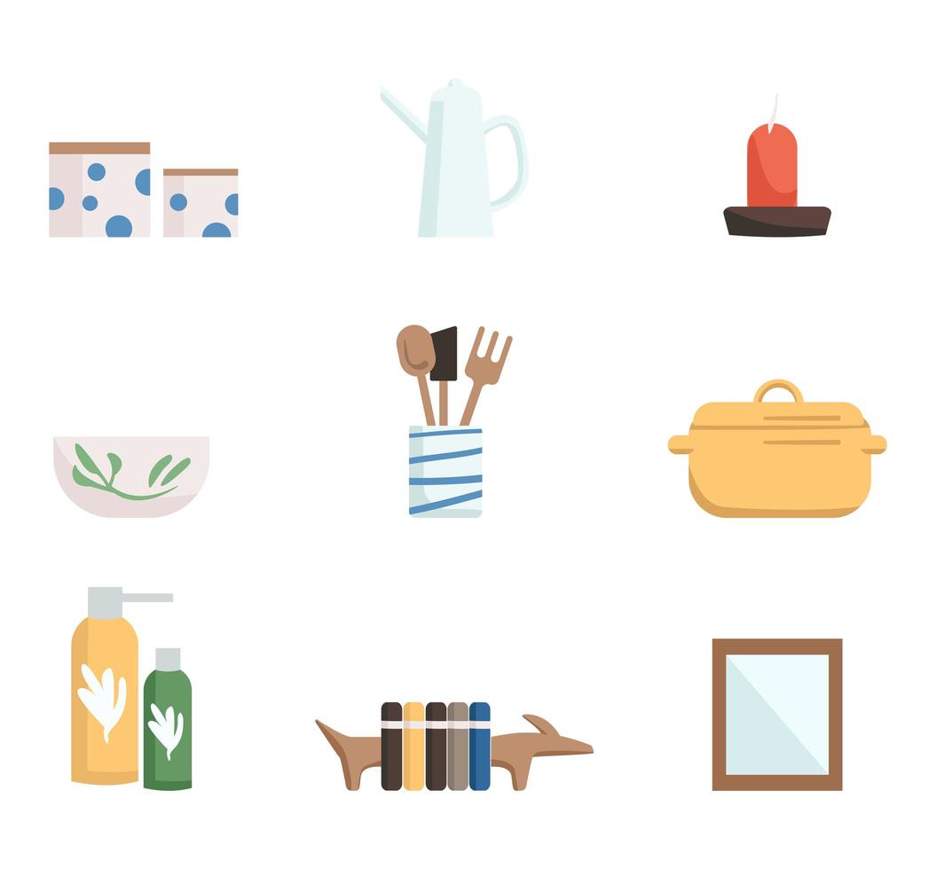 Home accessories objects set vector