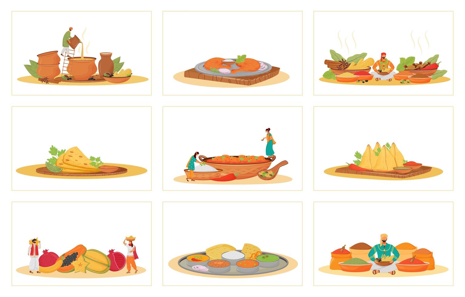 comidas tradicionales indias vector