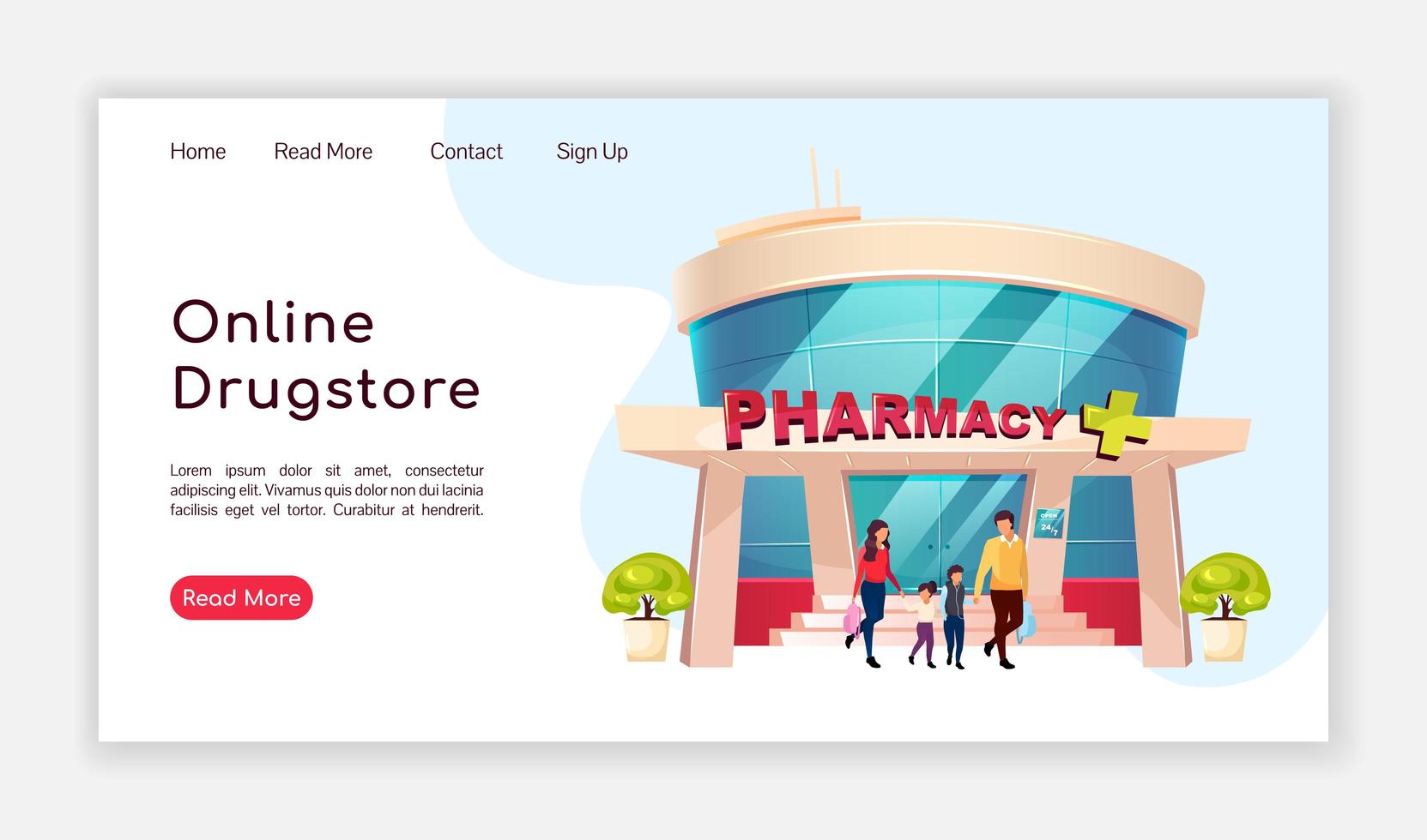 Online drugstore landing page vector