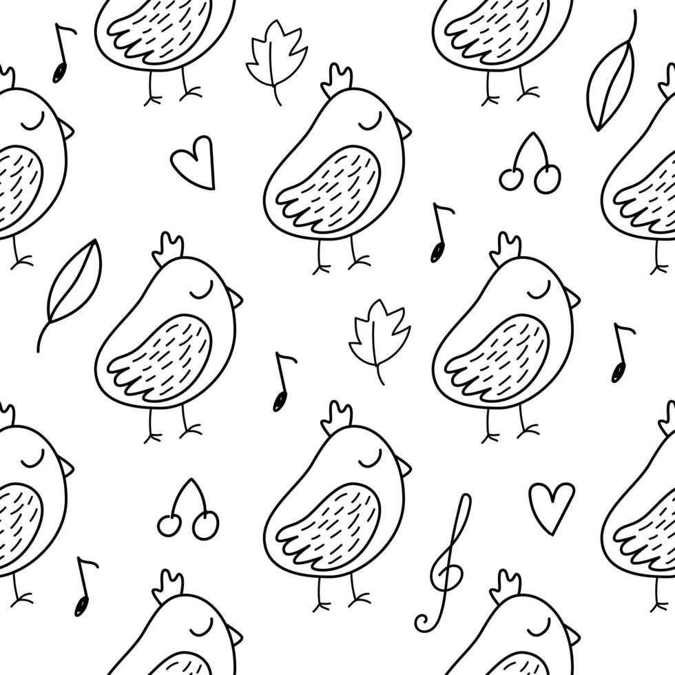 patrón sin fisuras con pajarito en estilo doodle vector