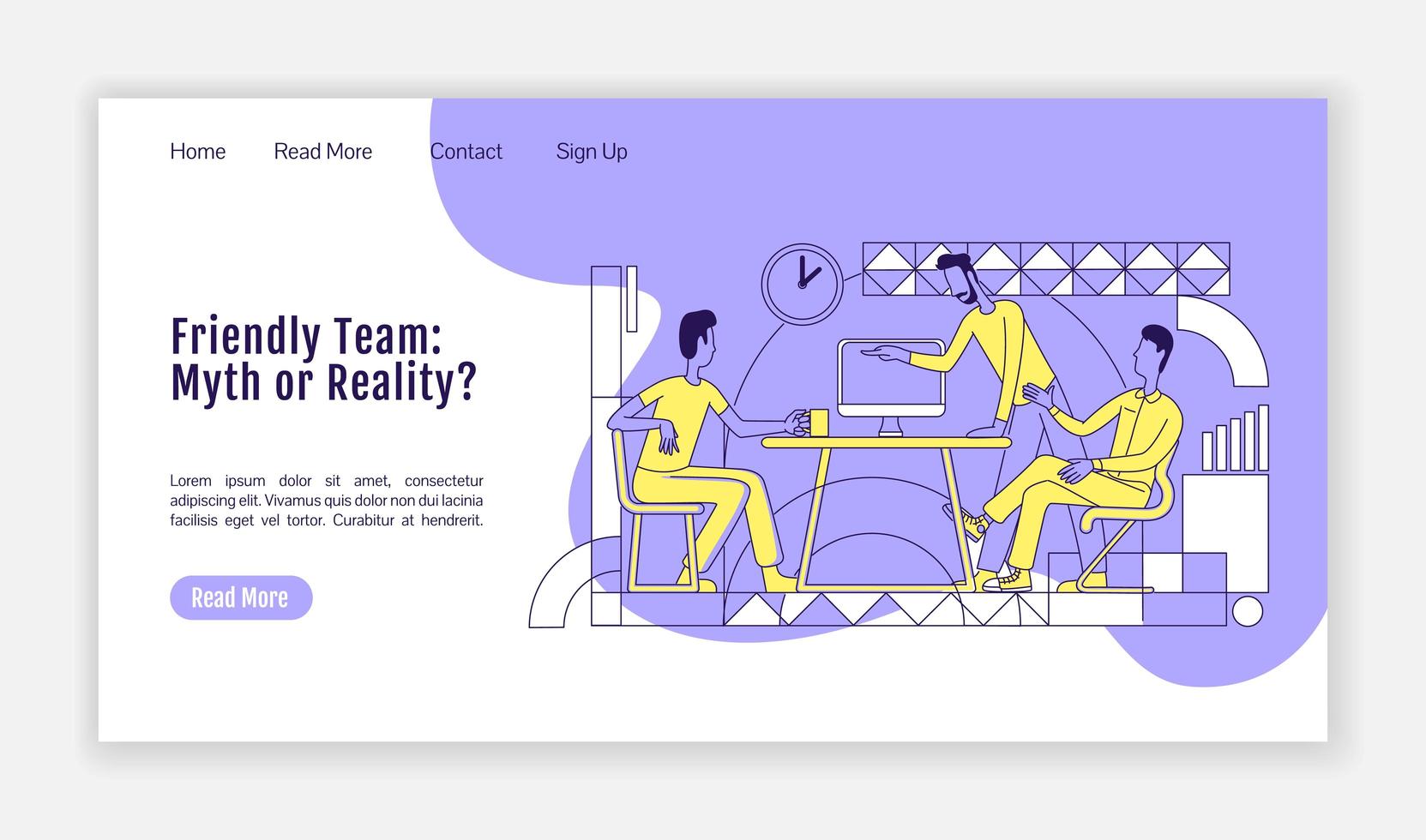 Friendly team landing page vector