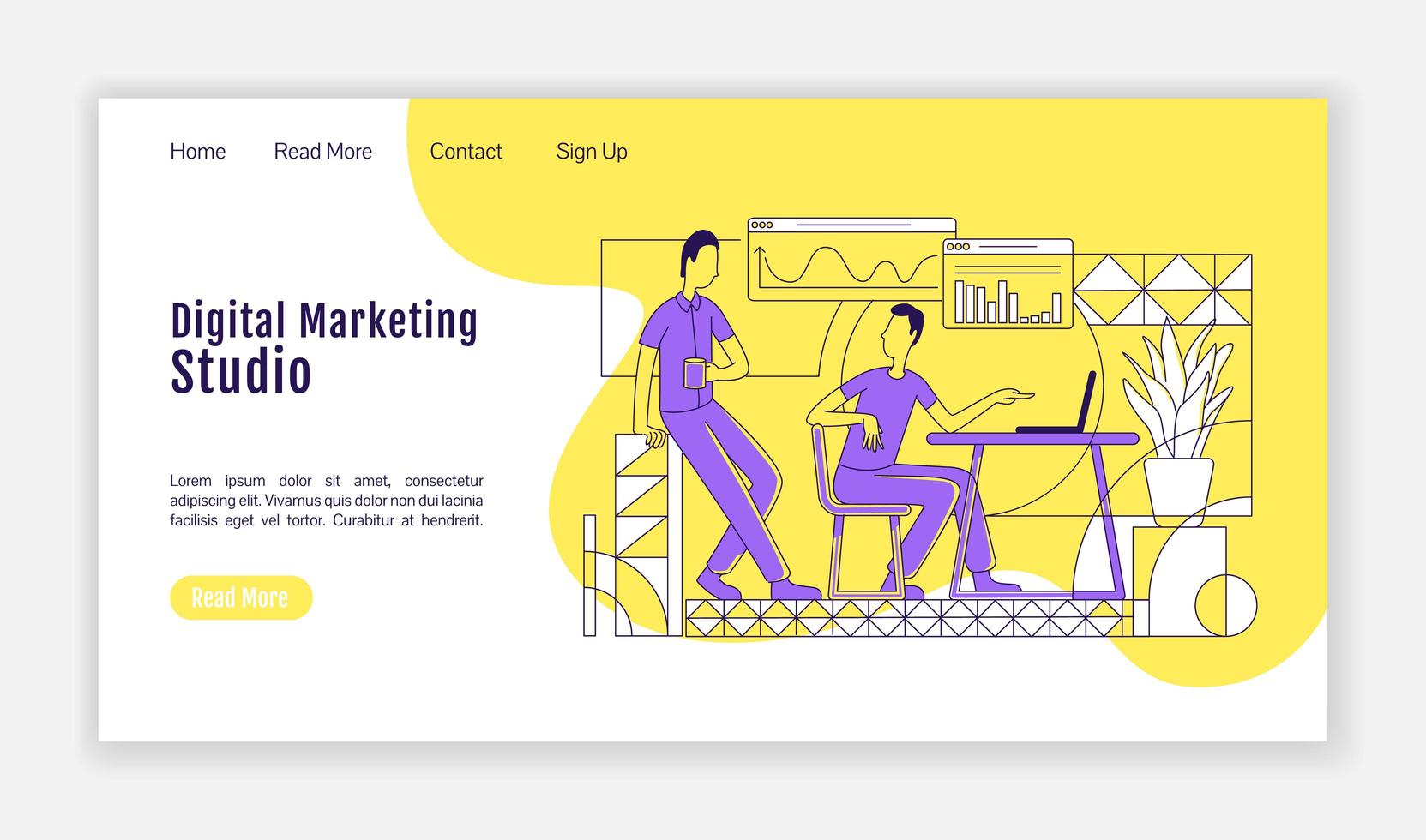 Digital marketing studio landing page vector