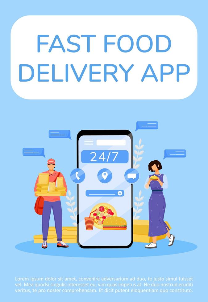 cartel de la aplicación de entrega de comida rápida vector