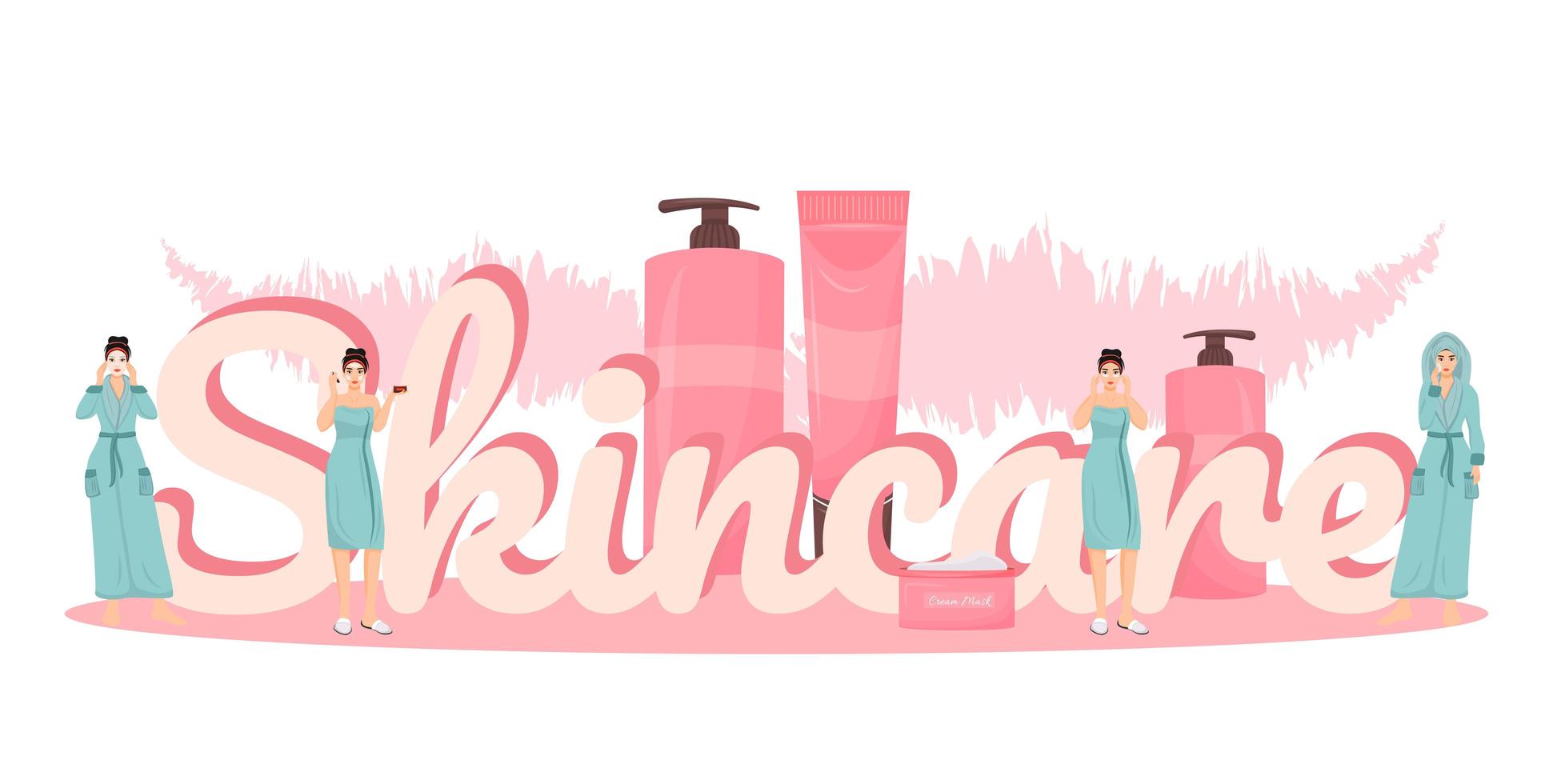 Skincare word banner vector