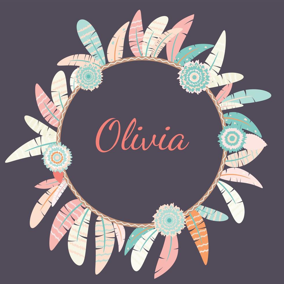 Baby announcement with feathers vector