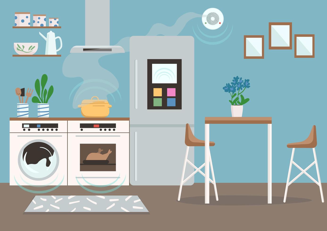 Smart kitchen flat vector