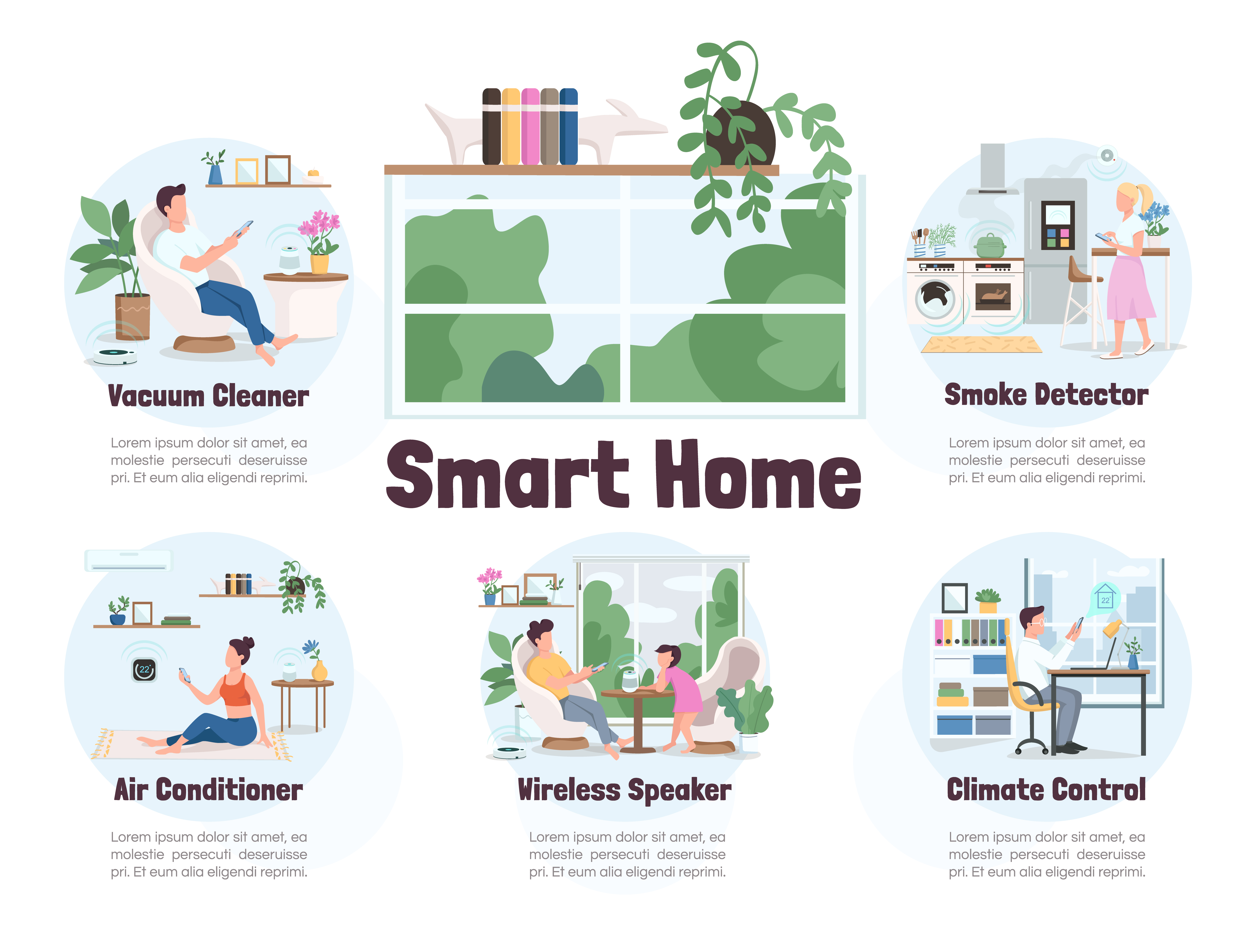 Smart life infographic template vector free download