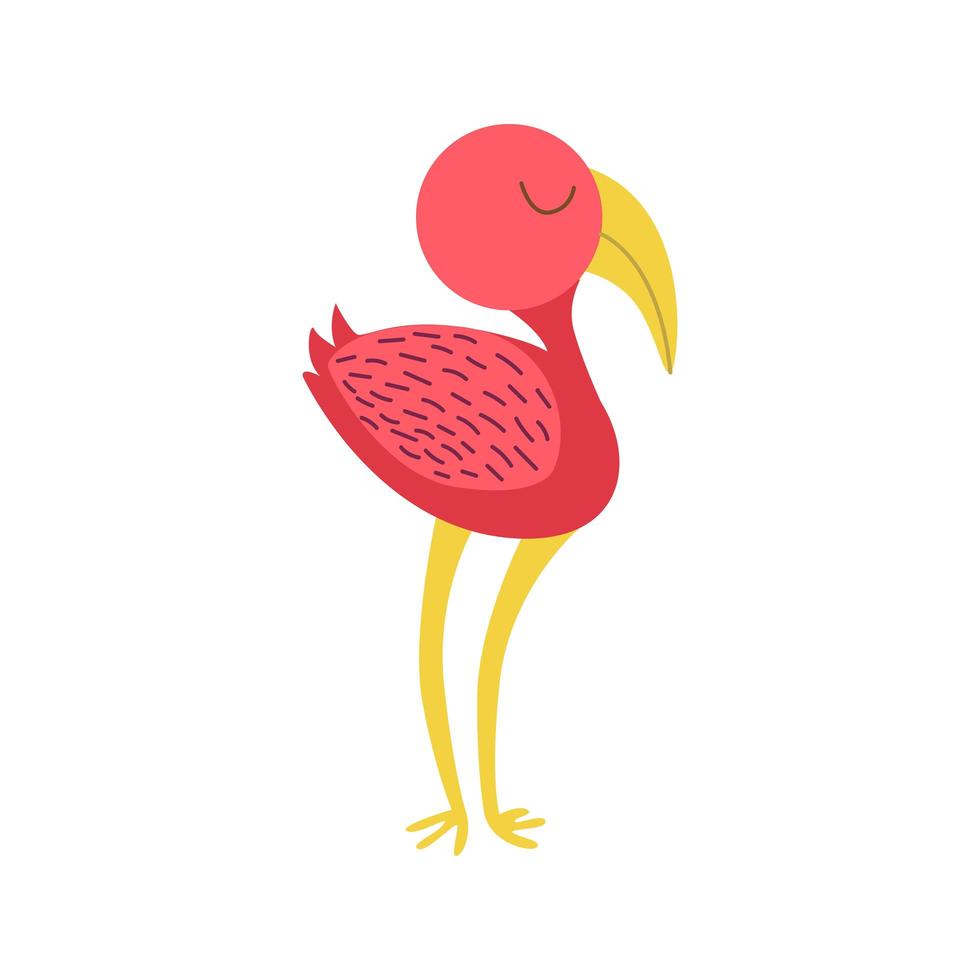 página de pájaro flamenco en estilo doodle vector