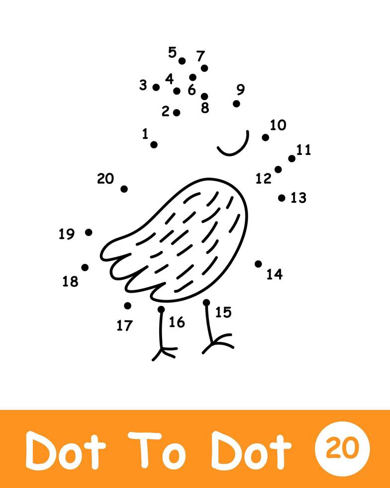 Dot to dot page with Little bird vector