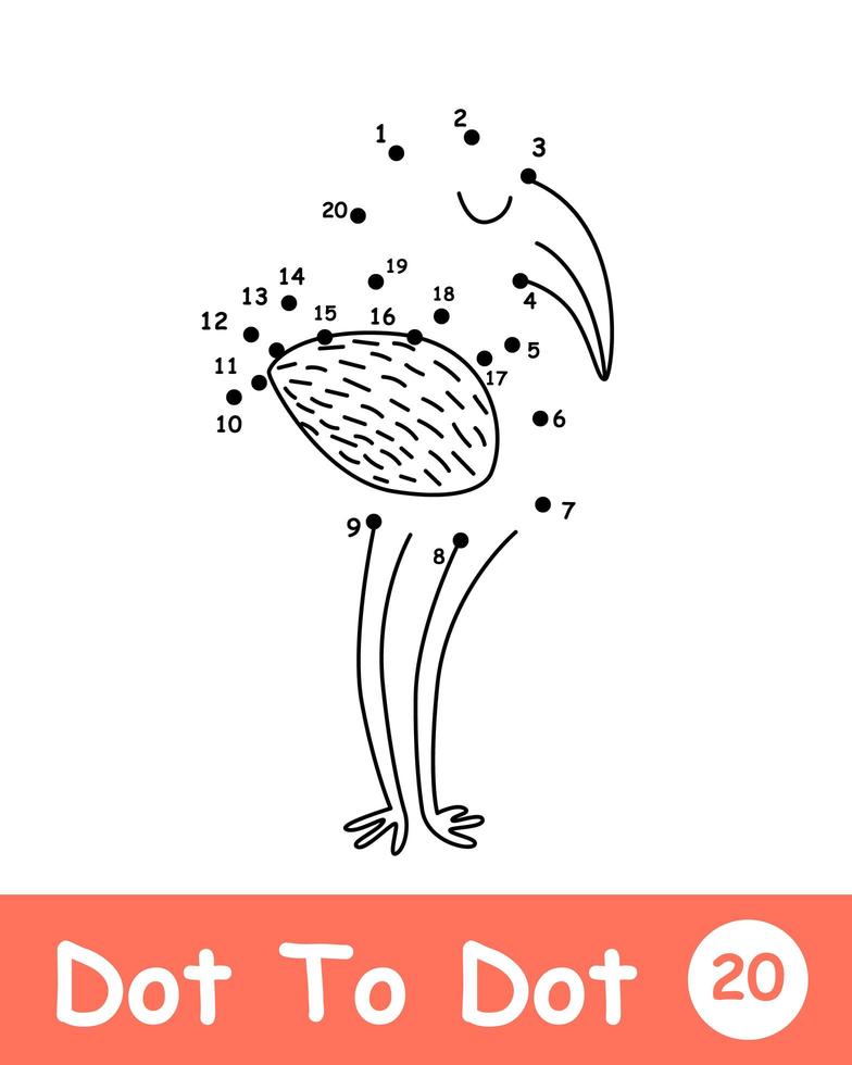 Dot to dot flamingo bird page vector