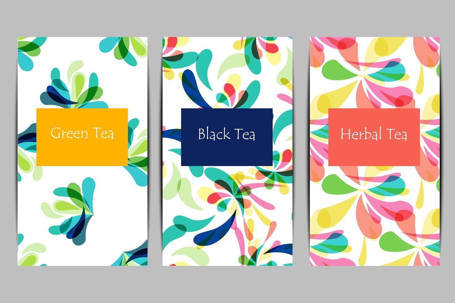Abstract tea package set in flat style vector