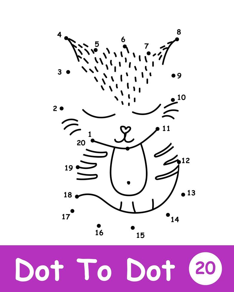 Dot to dot page with Cute cat vector