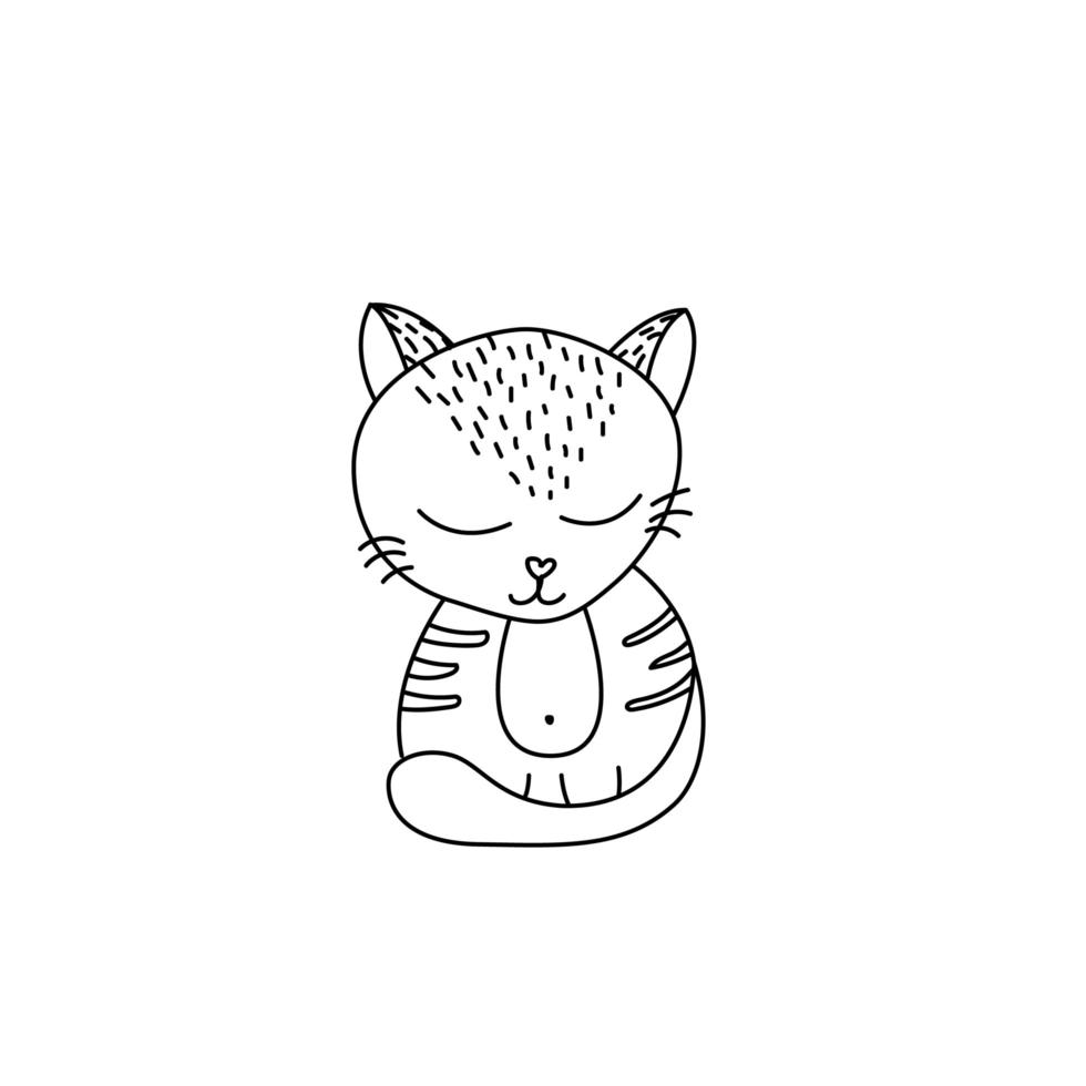 lindo icono de gato en estilo doodle vector