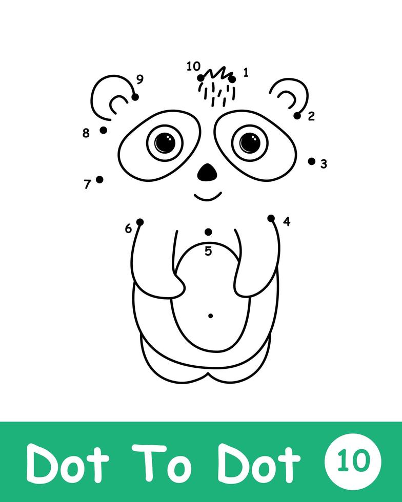 Dot to dot page with Panda vector