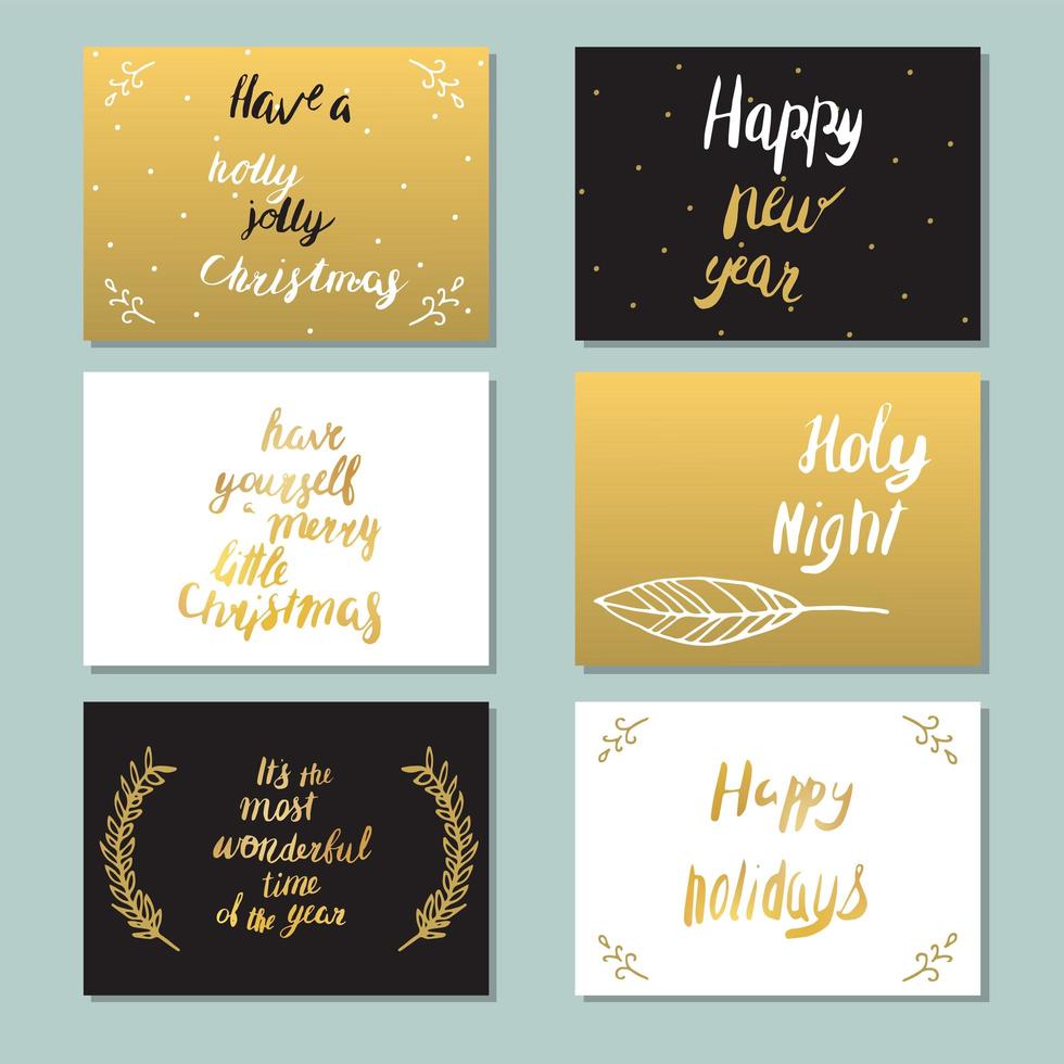 Gold cards with lettering vector