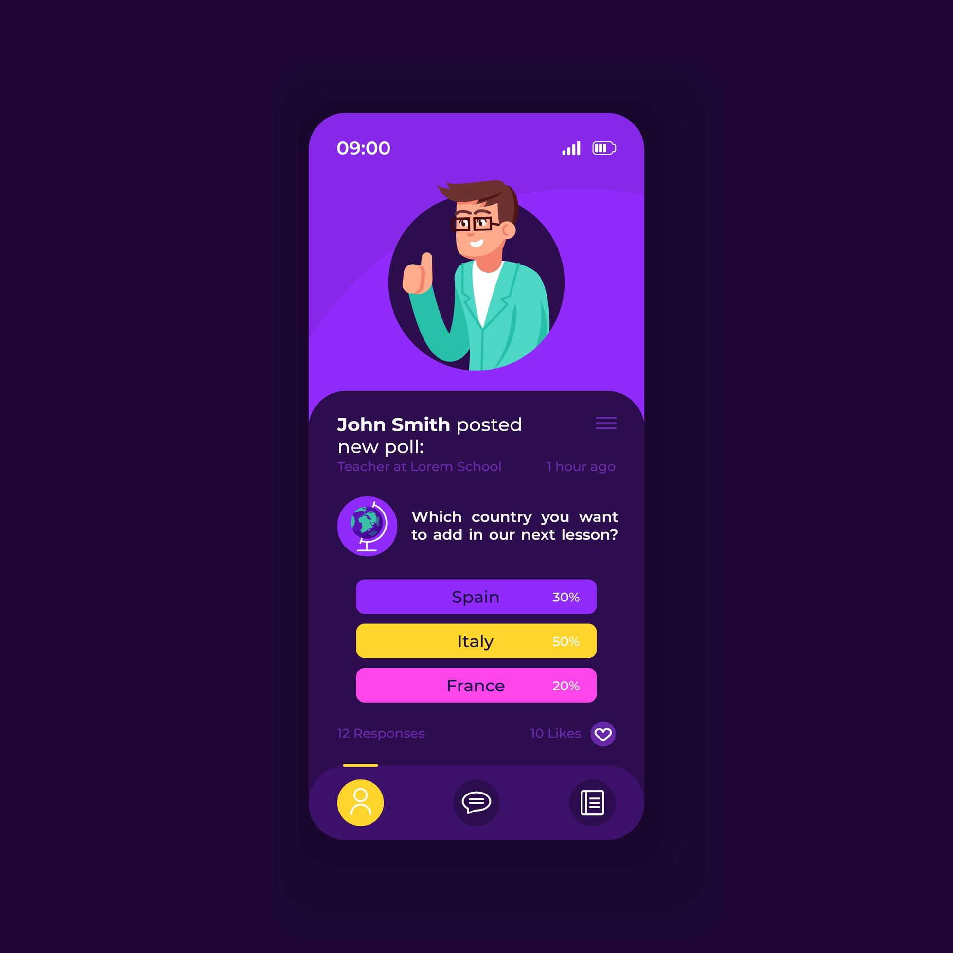 E learning application smartphone interface template. 1734975 Vector ...