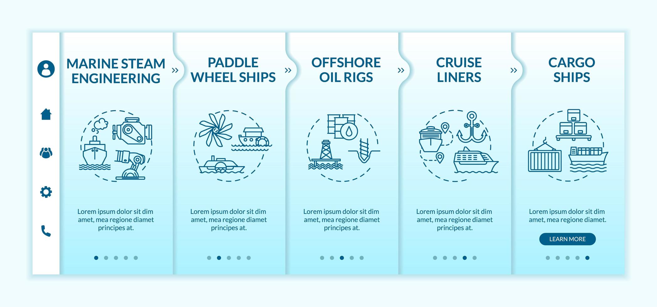 Marine engineering onboarding template. vector