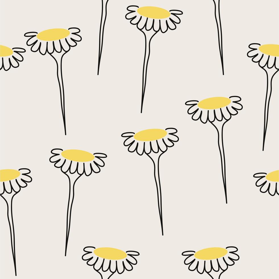 Seamless pattern of yellow daisy flowers vector