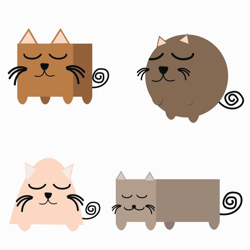 colección de gatos en diferentes formas geométricas. vector