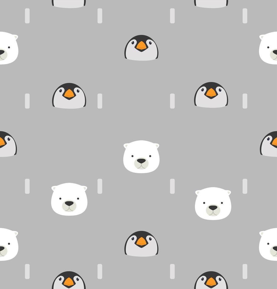 Seamless pattern of polar bears and penguins vector