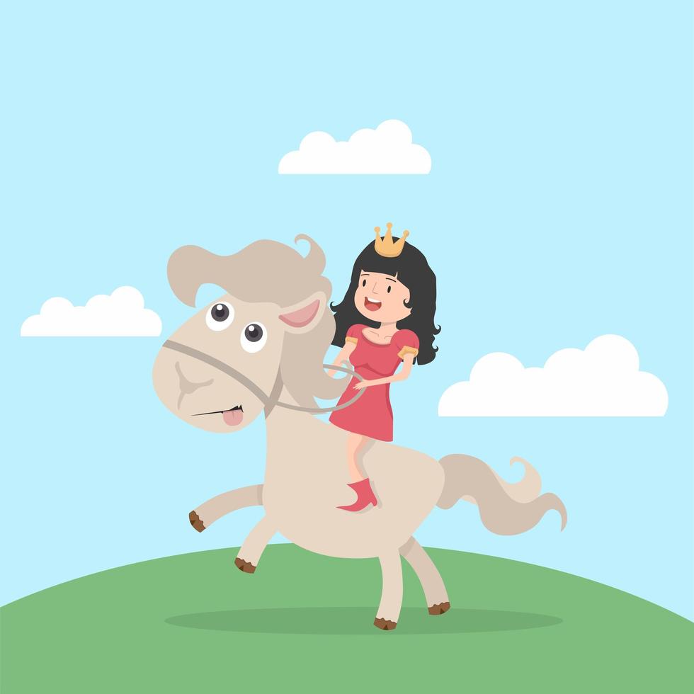 Cute little princess riding a horse vector