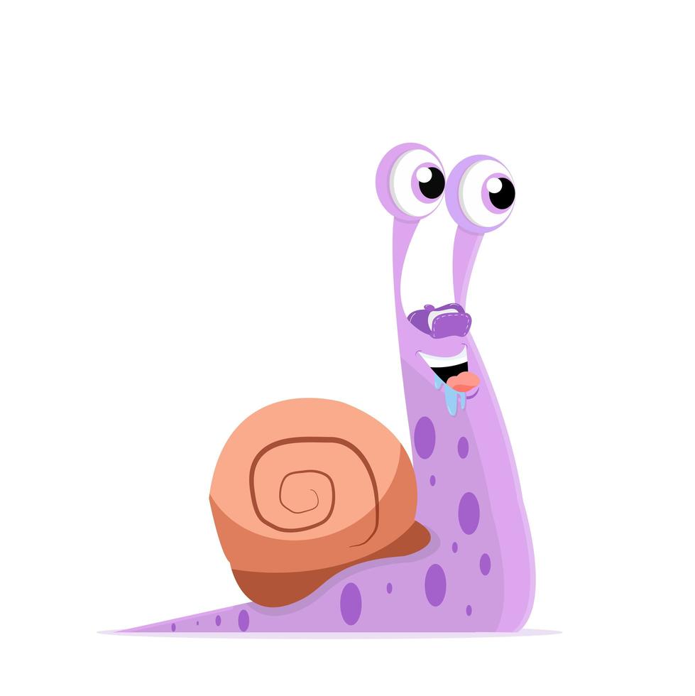 personaje de caracol púrpura de dibujos animados vector