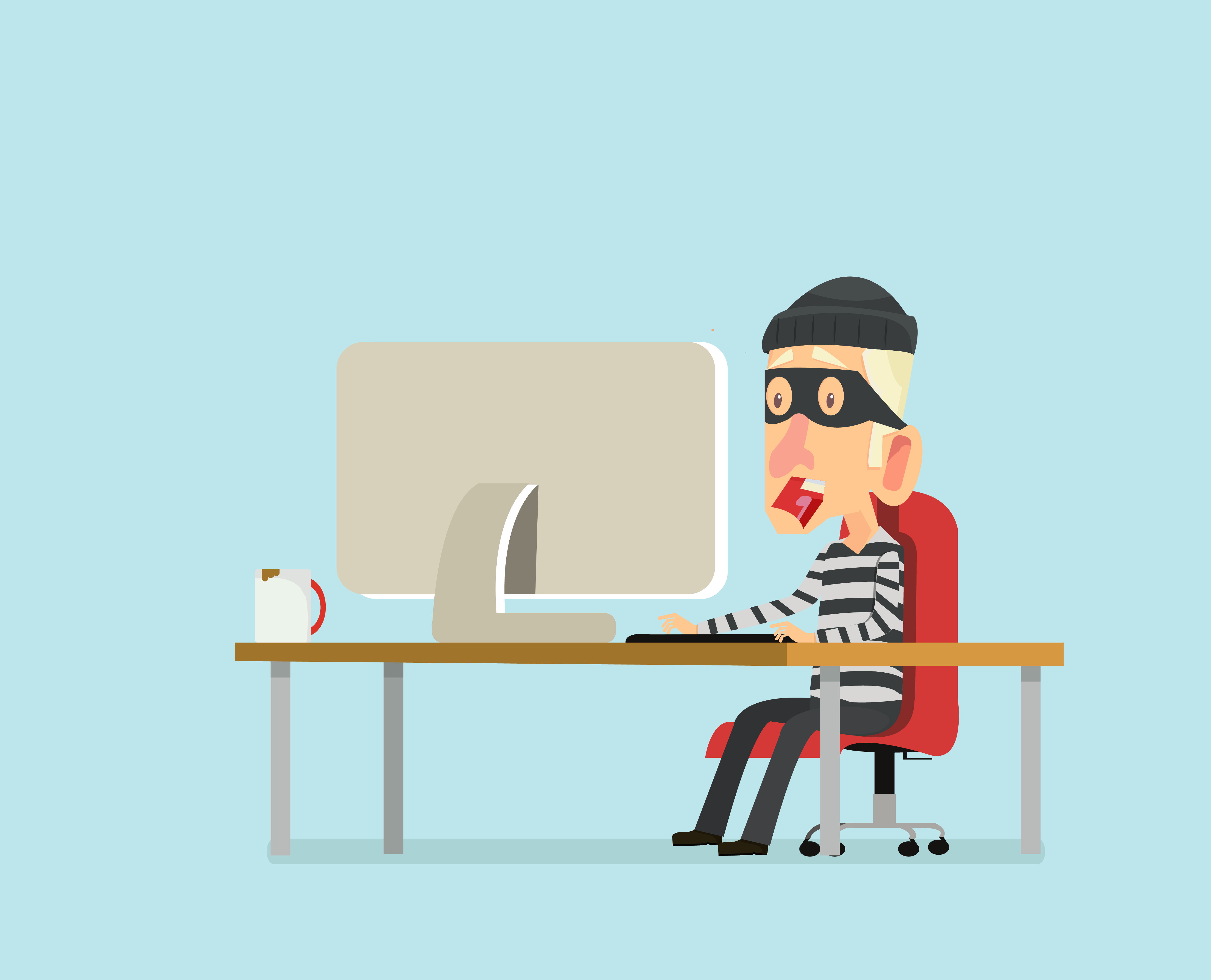 Thief stealing data from a computer 1735165 Vector Art at Vecteezy