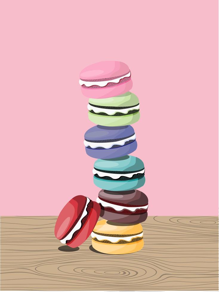 Stack of colorful macarons vector