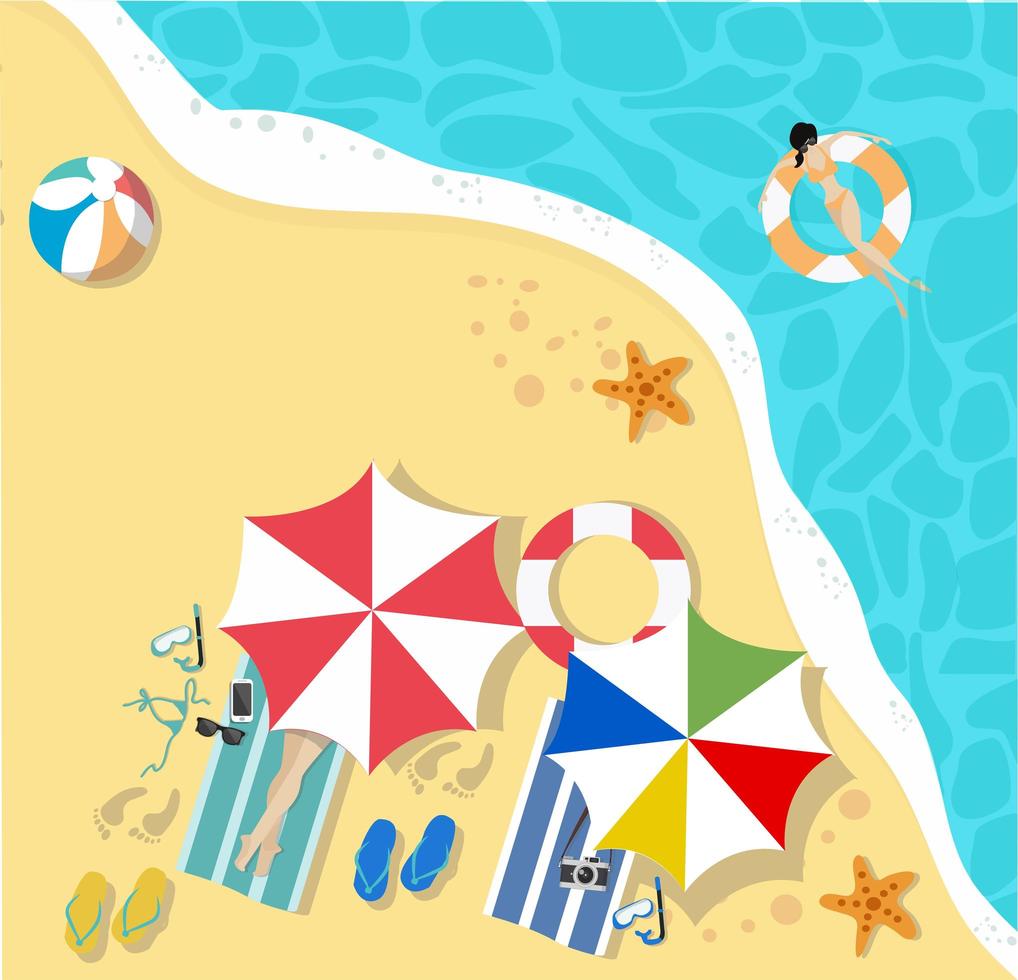 Top view of a hot summer beach vector