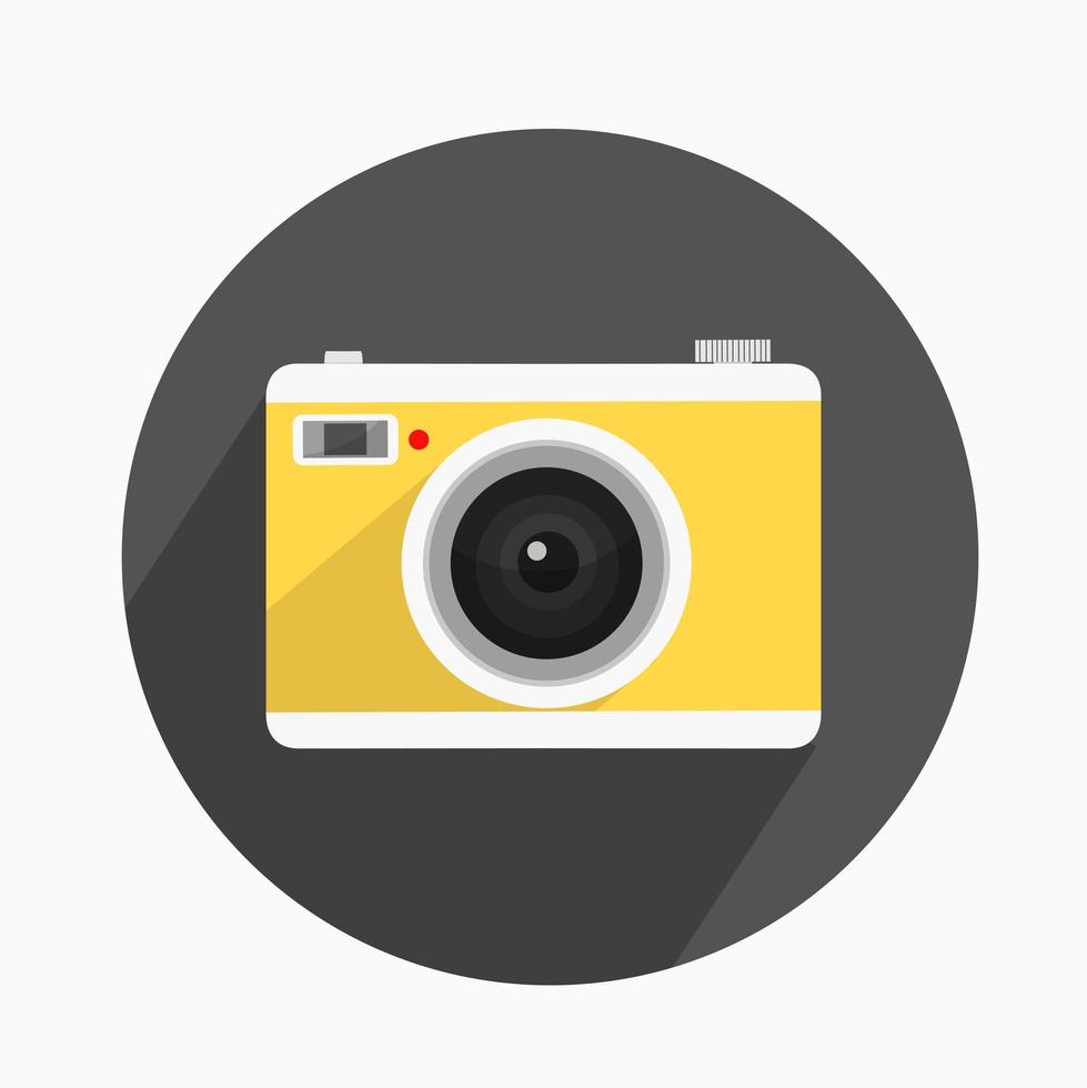 Yellow photography camera with long shadow vector