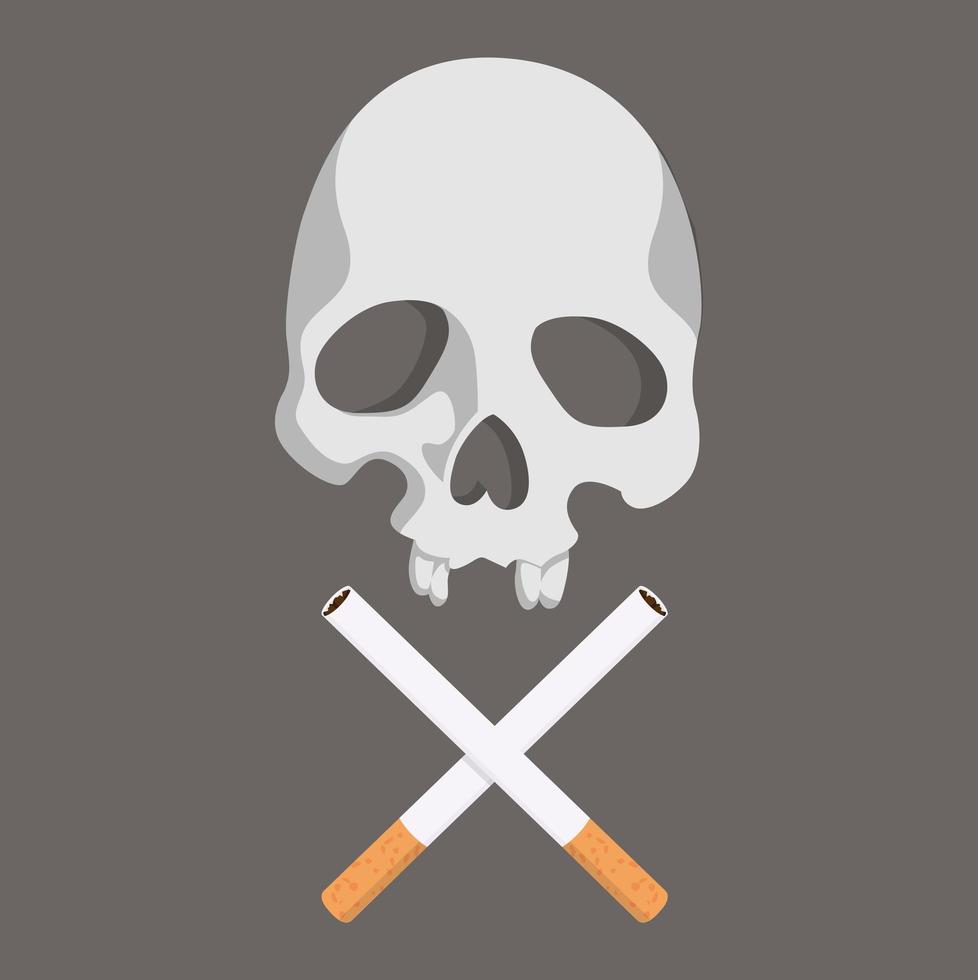 Death skull with crossed cigarettes vector