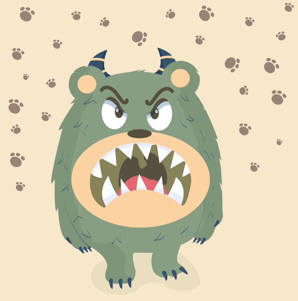 Cute angry green monster vector