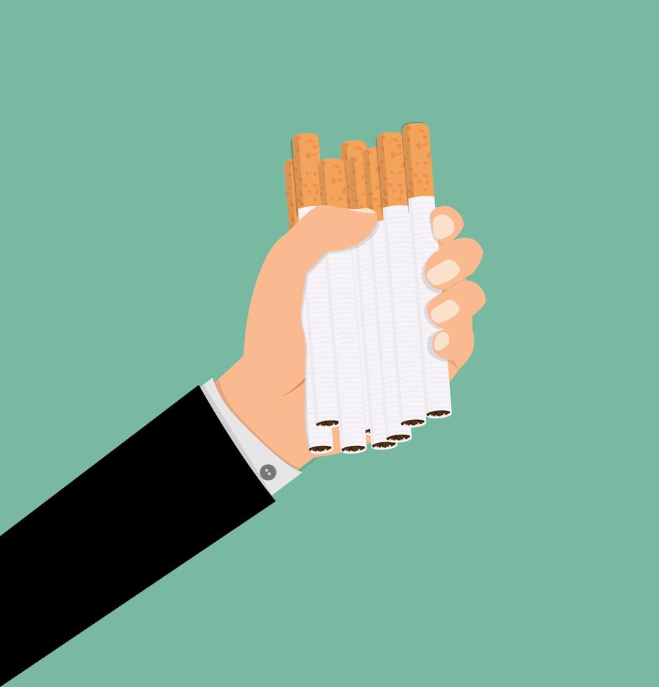 Hand holding cigarettes vector