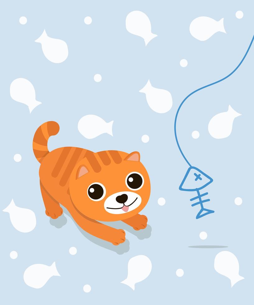 A cute cat with fishbone vector