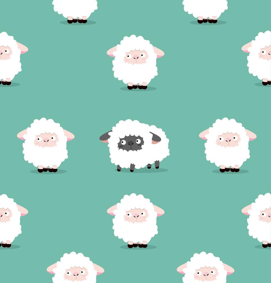 Seamless pattern of black and white sheep vector