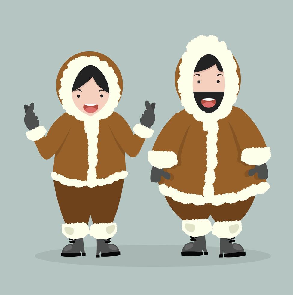 Happy Indigenous couple from the Arctic vector