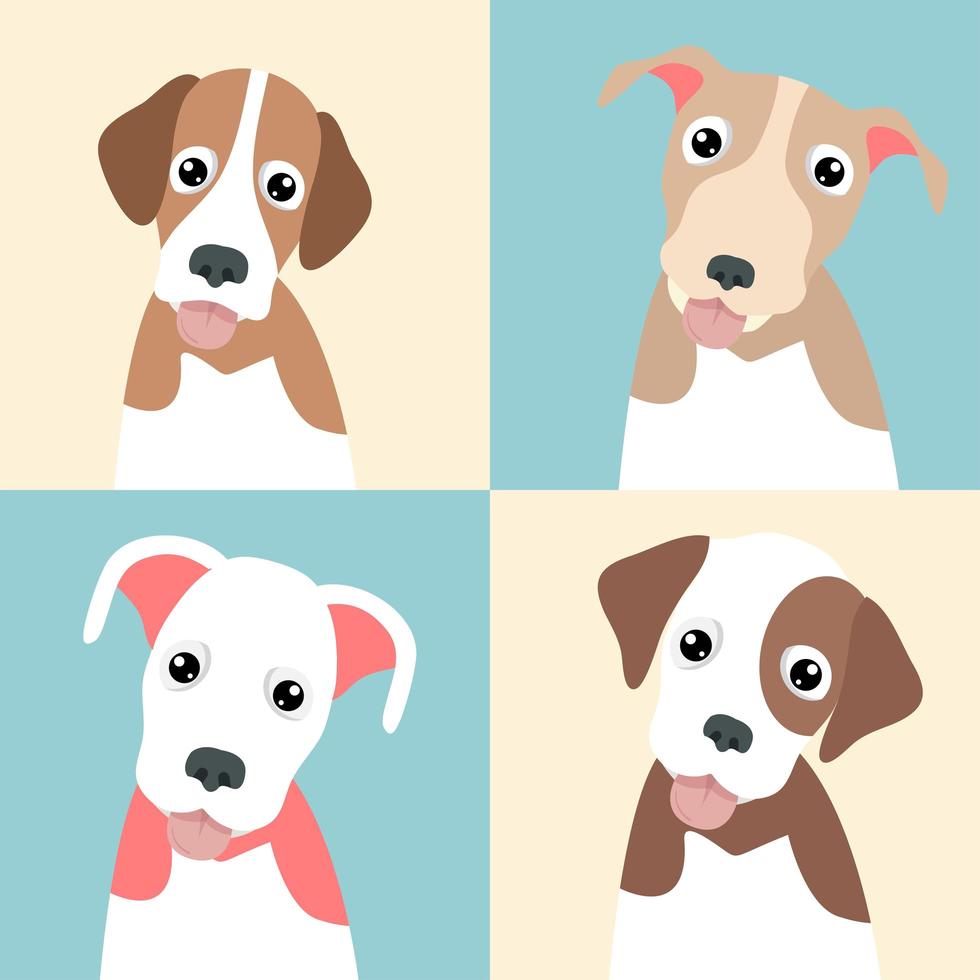 Collection of cute funny puppies vector