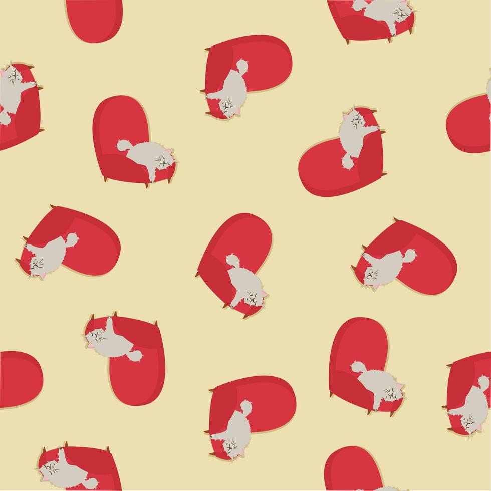 Seamless pattern of cats asleep on chairs vector