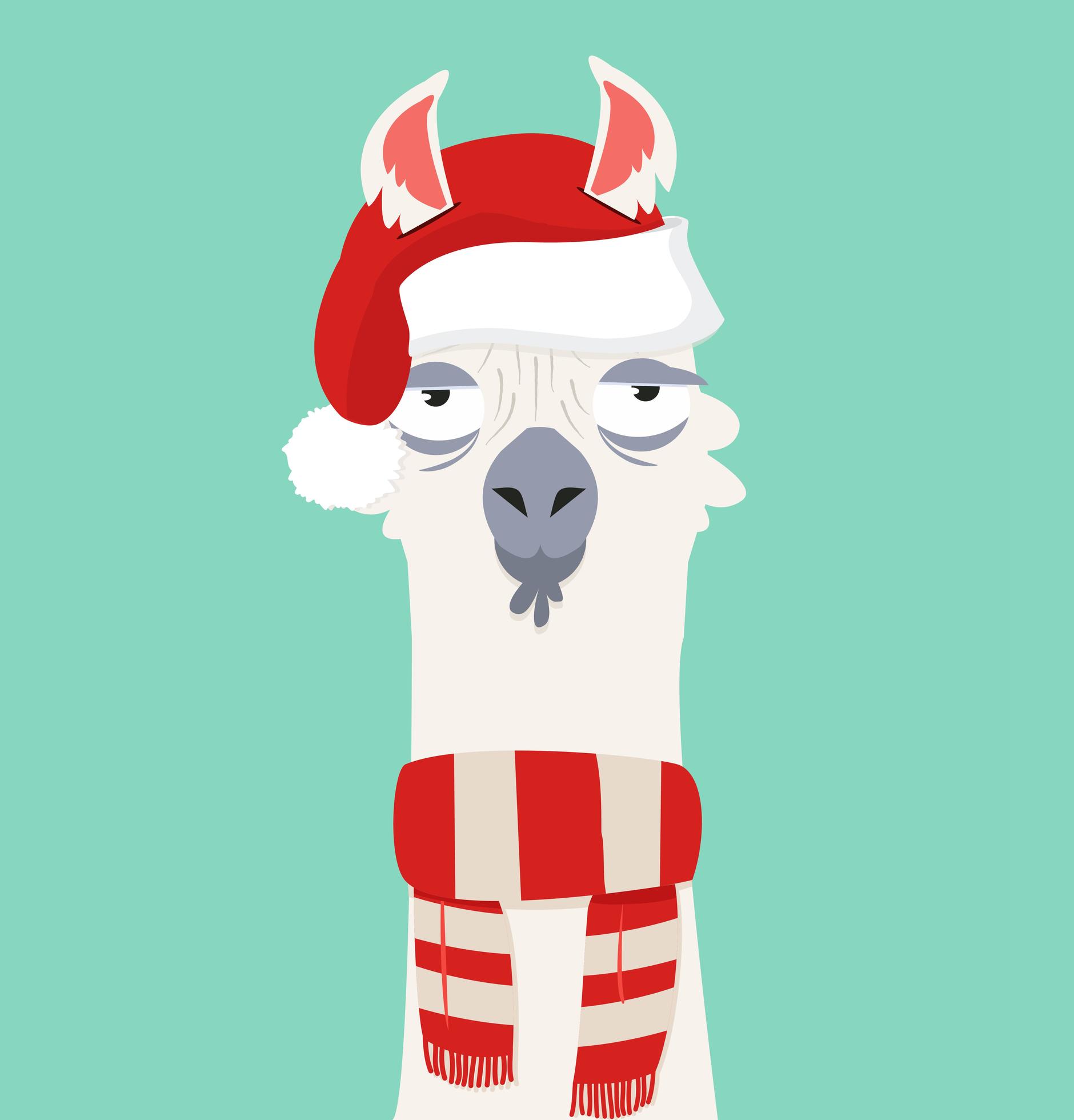 Alpaca with Santa hat 1735276 Vector Art at Vecteezy