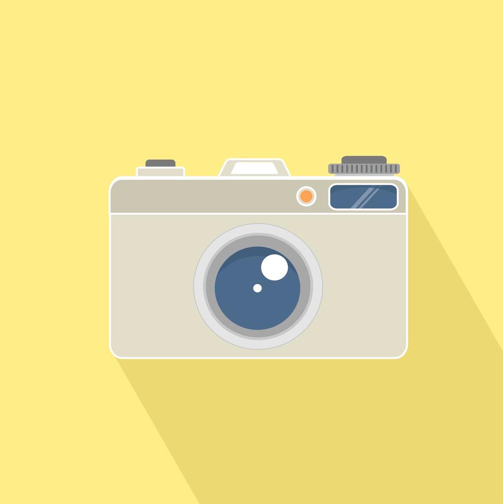 Photography camera with a long shadow vector