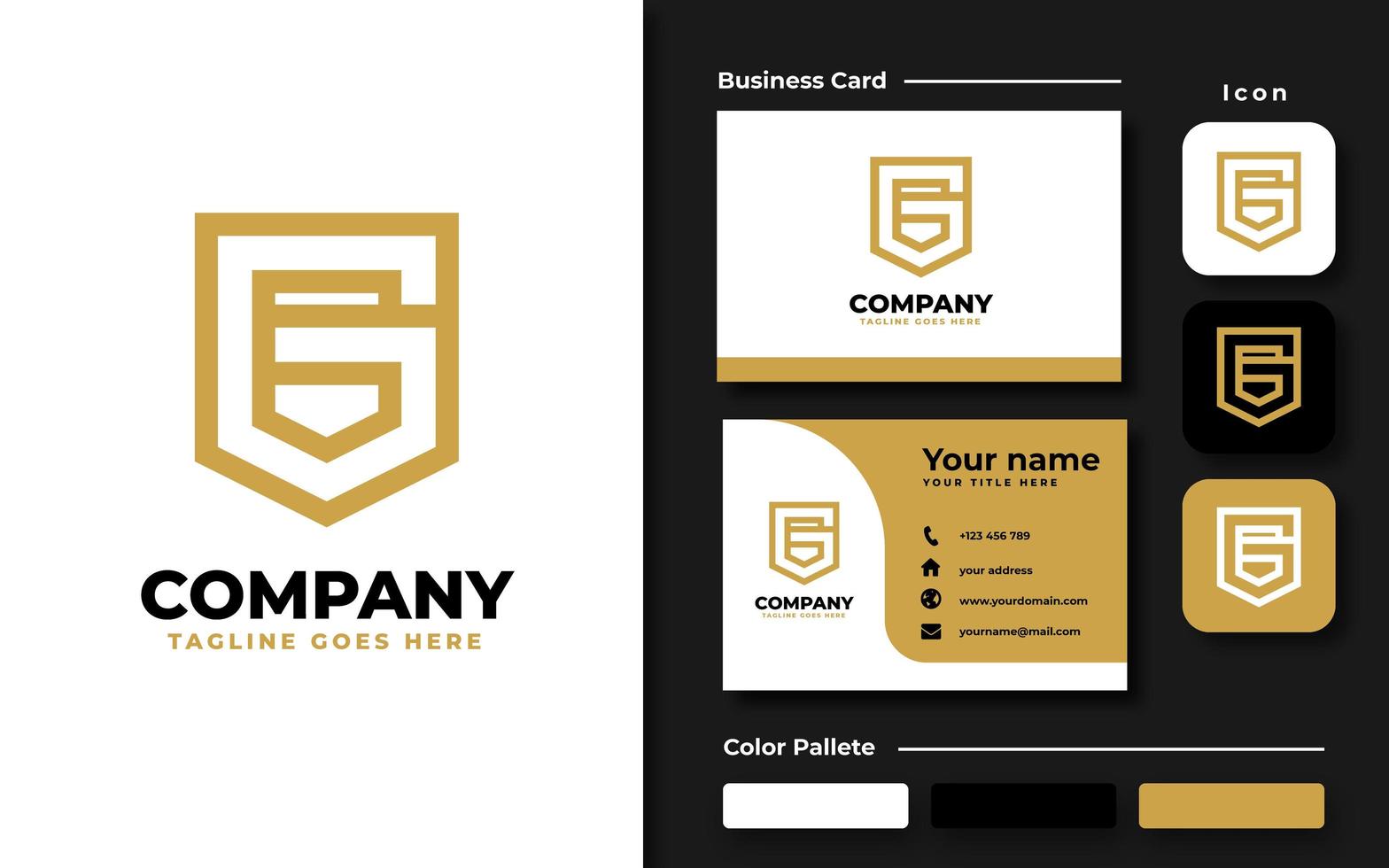 Gold business card template vector