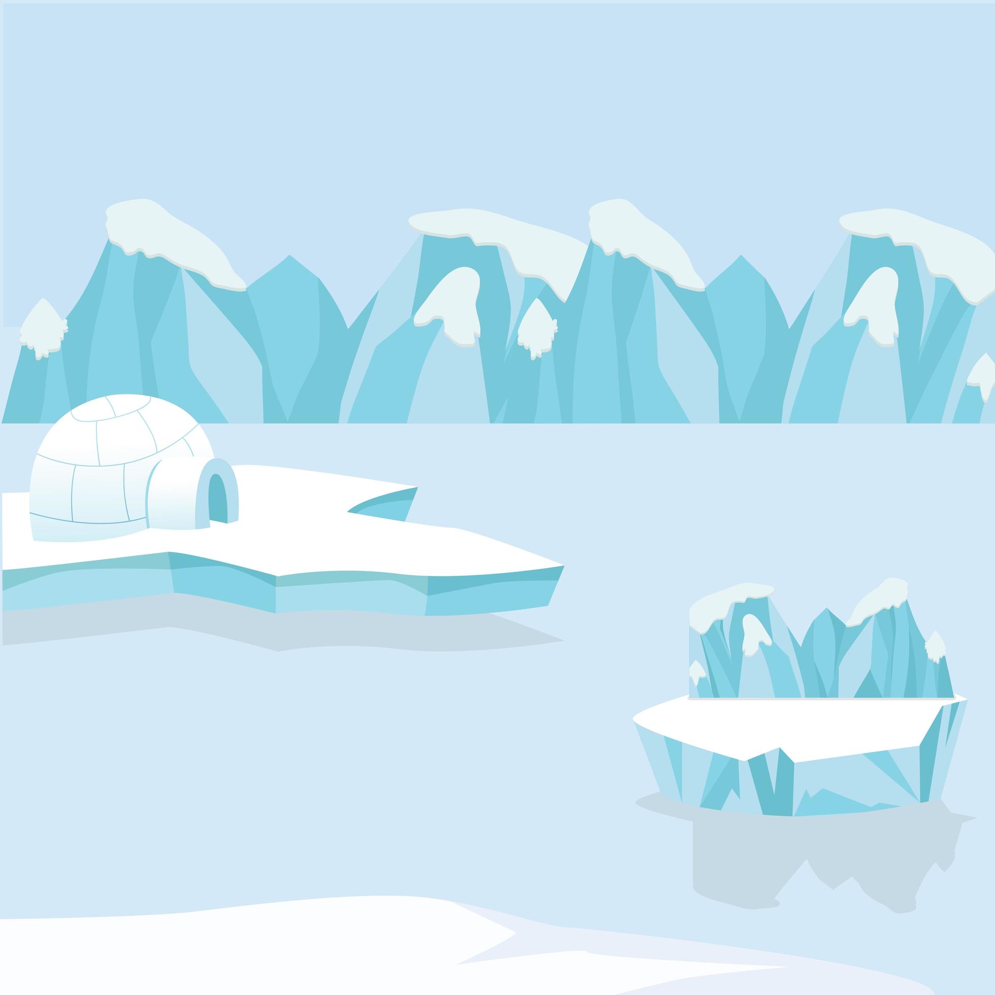 Arctic ocean scene with glaciers and ice floes 1735299 Vector Art at ...